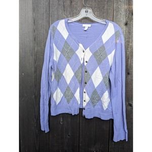 Charter Club Vintage Y2K Mean Girl's Plaid Cardigan Size PM